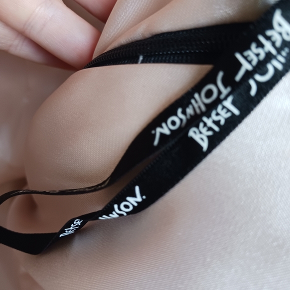 NEW Betsey Johnson dress black lace gold satin drop waist bow corset pouf mini 2 - Picture 9 of 10